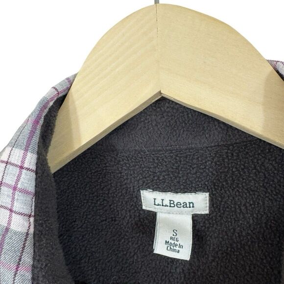 LL Bean Small Button Flannel Fleece Lined Plaid Long Sleeve Womens - Picture 3 of 16